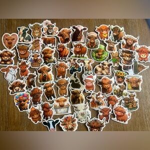 Highland Cow Sticker 55 Pack